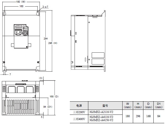 3G3MX2-V2 外形尺寸 6 